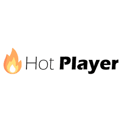 Vibrant Hot Player logo featuring a flame icon and bold text, ideal for gaming and entertainment sit.
